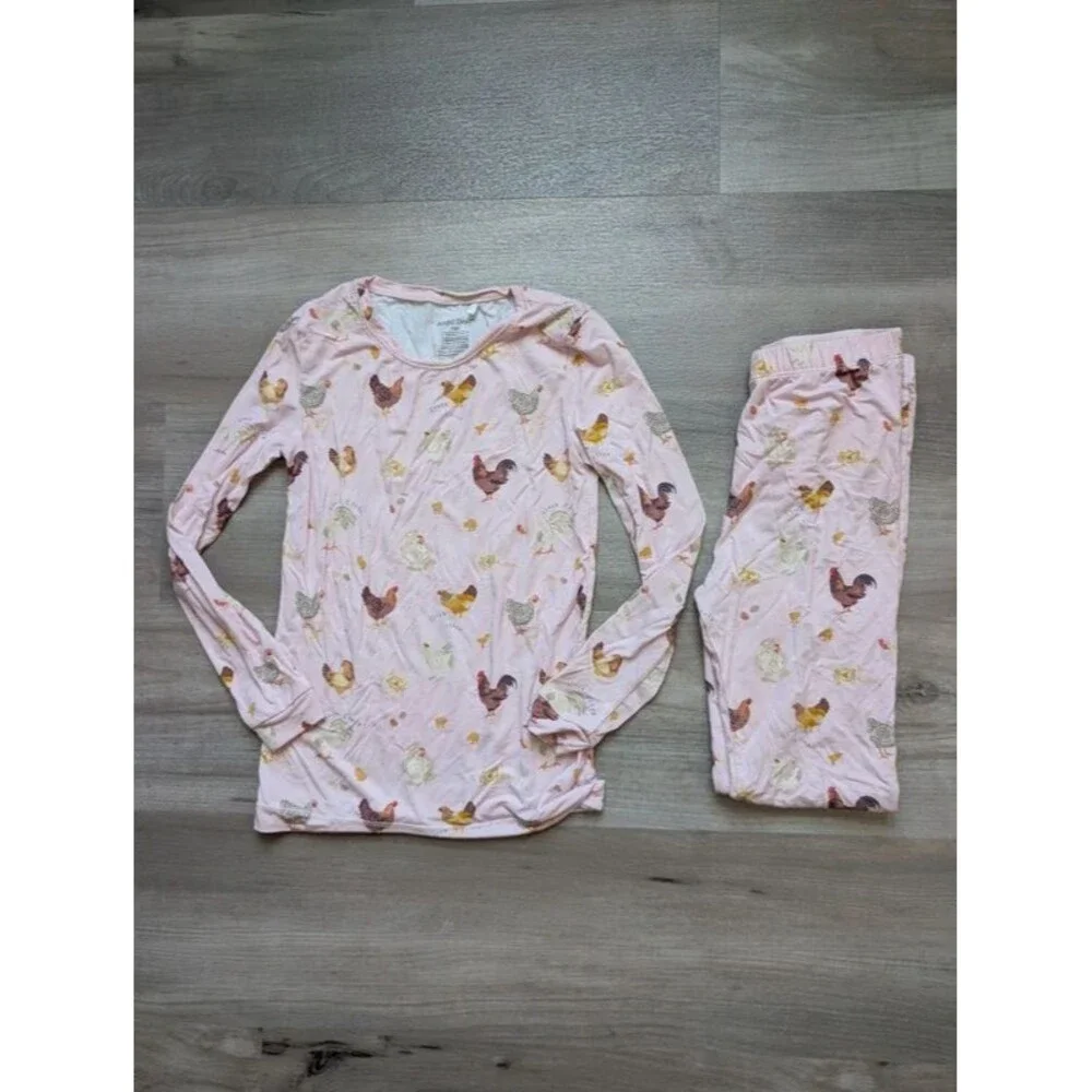 Angel Dear Pink Chicken Print Bamboo Pajamas, 7-8Y (U1)